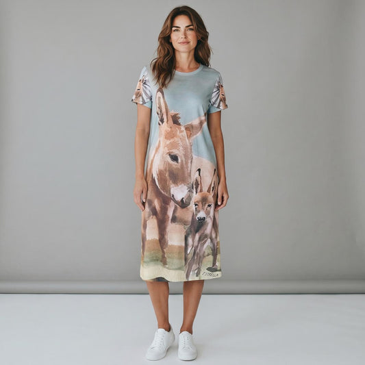 A-Line Maxi Long Dress Custom Printed Donkeys & Proteas