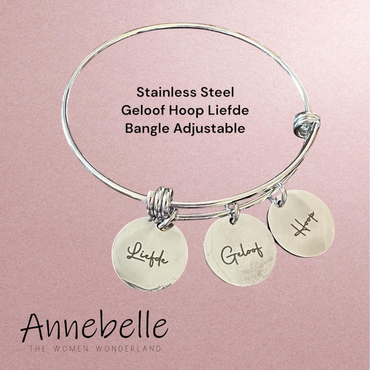 Stainless Steel Geloof Hoop Liefde Bangle