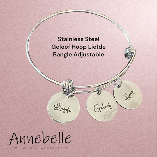 Stainless Steel Geloof Hoop Liefde Bangle