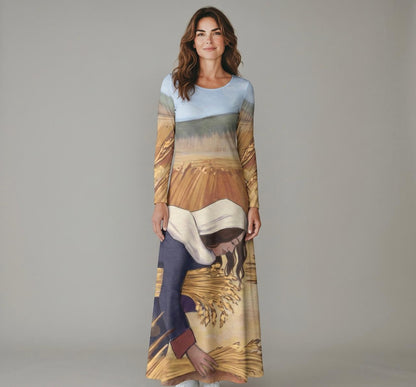 A-Line Maxi Long Dress Custom Printed Ruth