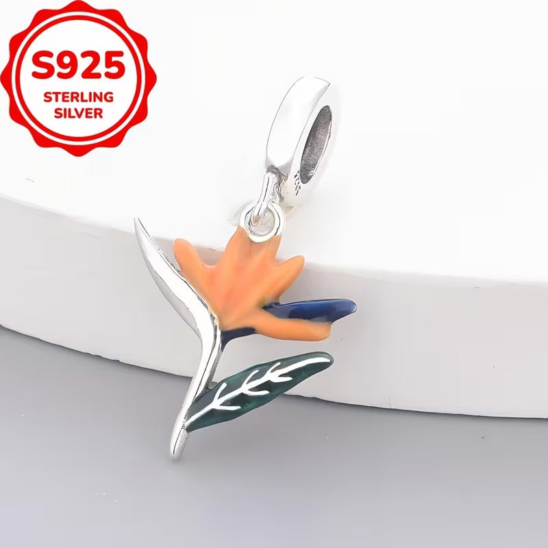 S925 Sterling Silver Strelitzia/Bird of Paradise Charm
