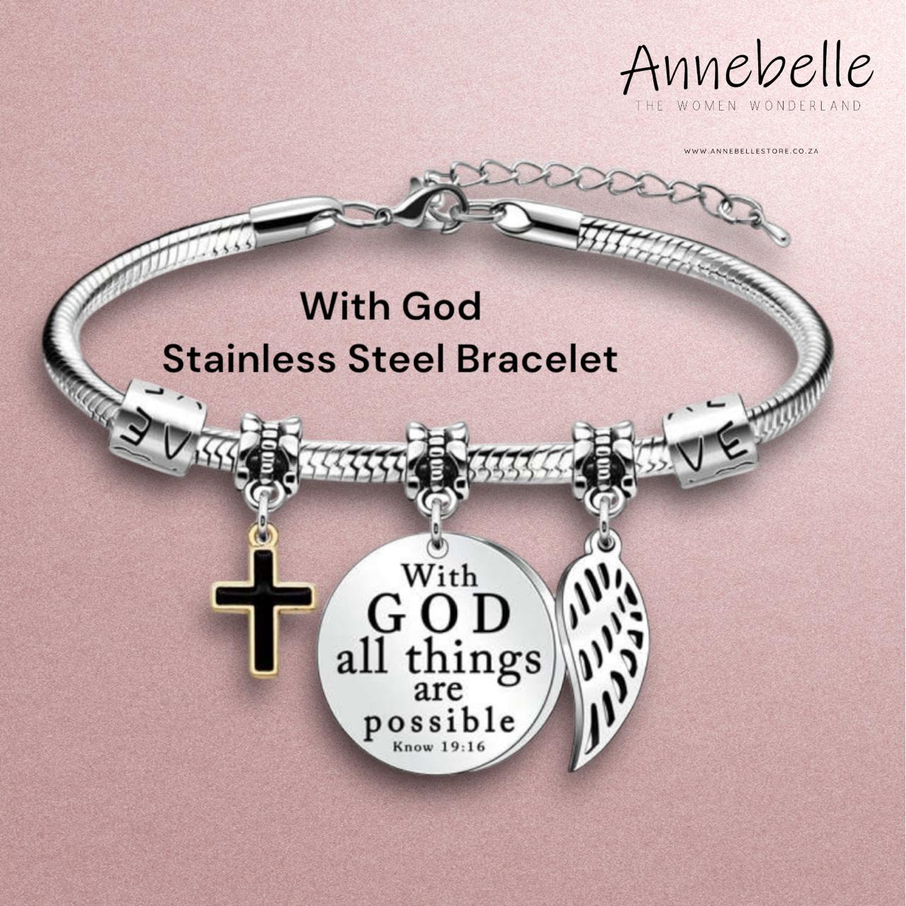 Stainless Steel With God Bracelet