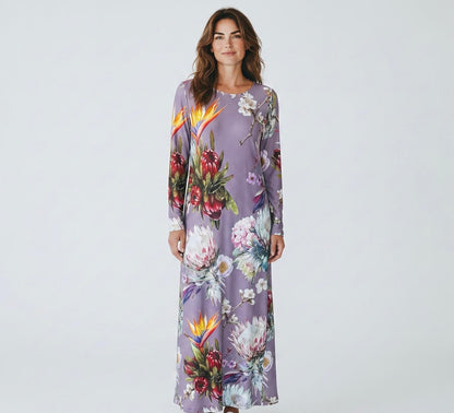 A-Line Maxi Long Dress Custom Printed Geliefde dogter van God/Beloved daugter of God Purple